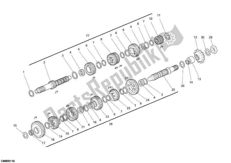 Todas as partes de Caixa De Velocidade do Ducati Sportclassic GT 1000 USA 2009